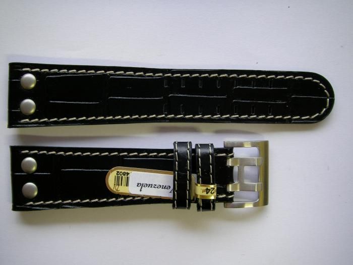 Di modell Venezuela black leather *Rivet watch band  