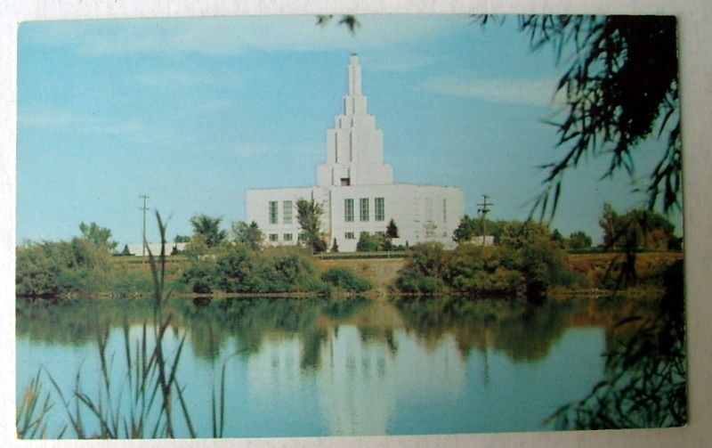 IDAHO FALLS IDAHO POSTCARD LDS MORMON TEMPLE BY RIVER t  